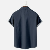 Muški ispisani uzorak plus veličina majica Ljetni rever s kratkim rukavima dolje majica Džepna košavina