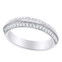 Okrugli bijeli prirodni dijamantski vjenčani prsten u sterlingu srebrne prstene veličine-8,5