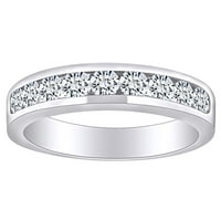 Carat okrugli rez bijeli prirodni dijamantski kanal Set vjenčani prsten za vjenčanje u 14K čvrstim bijelim