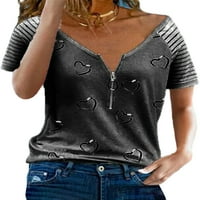 Sexy Dance Ljeto Ženska bluza V-izrez kratki rukav sa zatvaračem Tunička blusa Tunička majica Labavi