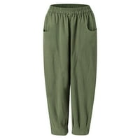 Aaiaymet znoj hlača Jogers za žene sa džepovima Elastična struka Work Sport Sport Teretne hlače udobne salone joge trčanje hlače, zelene s