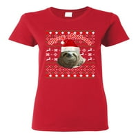 Dame vesele Slothmas Sloth životinje ružna božićna smiješna DT majica Tee