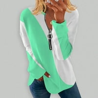 Ženski ljetni vrhovi Henley casual bluza Grafički printira Ženske majice Fluorescentni zeleni l
