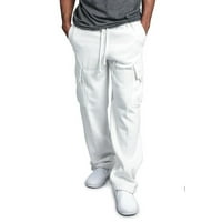 Muški vučni elastični struk SOLD u boji džepni pantalone labave hlače za kretanje bijele, m