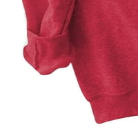 Plus size Božićne majice za žene praznične vrhove Ležerne tunike TEE proljeće patchwork slovo na vrhu dugih rukava okrugli vrat tee crveni s