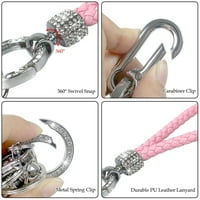Pleteni ključ za ključeve D oblik Ključni prstenovi pom pom Carabiner Clip Flamingo Crystal ključ fob