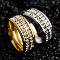 Rygai Ring Wide-širine širine neophodni titanijum čelični dvostruki redovi ROHNESTONE Unizirani nakit za svadbenu zabavu, crna