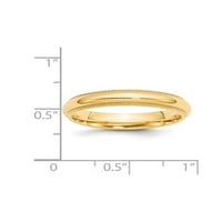 Žene 14k žuto zlato Comfort Fit Milgrain Vjenčani prsten