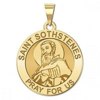 Saint Sothstenes Vjerska medalja Veličina četvrtine u čvrstom 14K žutom zlatu