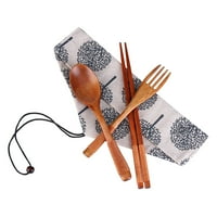 Takeoutsome japanski vintage drveni štapići kašike Fork pribor za jelo postavljen novi poklon