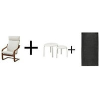 IKEA stolica, srednje smeđe, Finnsta Bijeli stolovi za gniježđenje, set 2, prostirke, visoke hrpe, tamno