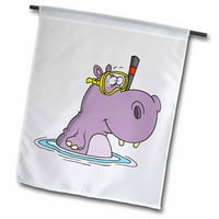 3drose smiješno slatko snorkling plivanje hippo - vrtna zastava, prema
