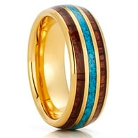 Žuti zlatni tungsten prsten, vjenčani prsten od drveta, tirkizni vjenčani prsten, zaručnički prsten,
