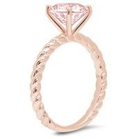 2. CT sjajan okrugli rez CLEAR simulirani dijamant 18K ružičasto zlato pasijans prsten sz 4,75