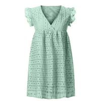 Ženska haljina za čišćenje Čvrsta haljina Ljeto bez rukava bez rukava Ležerne haljine od čipke Mini