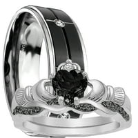 Njegov i njen vjenčani prsten koji odgovara parovima za prstenje za žene veličine i muškarce veličine