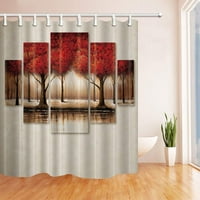 Fall Apstract Crveni javor ostavlja kreativno dizajn poliesterska zastor za kupanje, kupatilo za zavjese