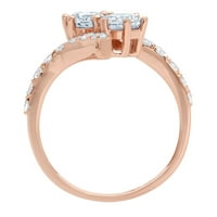 1. CT sjajan okrugli rez Clean Simulirani dijamant 18k 18K Rose Gold Solitaire sa Accenting prstenom