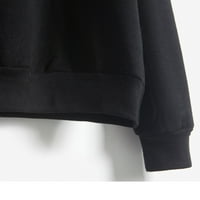 IOPQO ženske jesene odjeće za žene O-izrez Solid Color Turtleneck dugi rukav plus baršunasti duks crna