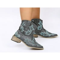 Colisha Womber Vintage čizme Mid Calf Western Boot izvezene kravlje cipele Radne ležerne zimske cipele