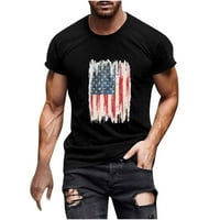 Stamzod Muške majice Casual Okrugli vrat Američka zastava Štamparija Pulover Fitness Sportska šorc rukava