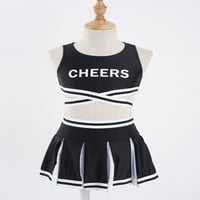 Iiniim Kids Girls Cheerleading Kostim Cheer Cheer Vrh s natkrivenim suknji Outfits Outfits 4- crni 14