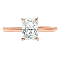 1. CT sjajan zračni izrez simulirani dijamant 14k Rose Gold Solitaire prsten SZ 7.25