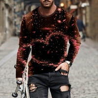 Muška majica s dugim rukavima Lagana casual okruglica s dugim rukavima pulover za valentinovo 3D tiskana