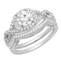 Zbirka dazzlingock 1. Carat 14k okrugli bijeli dijamantski ženski ruši zaručni prsten CT, bijelo zlato,