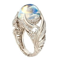 Žene Fau Moonstone Rhinestone Inlaid Wing Finger Ring Wedding Nakit Poklon