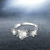 Mnjin Bright Circon Ring Okrugli bijeli kameni nakit modni nakit angažirani prsten srebro 8