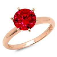 1. CT sjajan okrugli rez simulirani ruby ​​14k ružičasti zlatni pasijans prsten sz 4,25